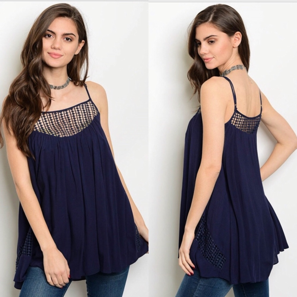 Navy Lace Tunic -Top